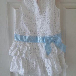 Hanna Andersson Girls White Eyelet Dress Size 90